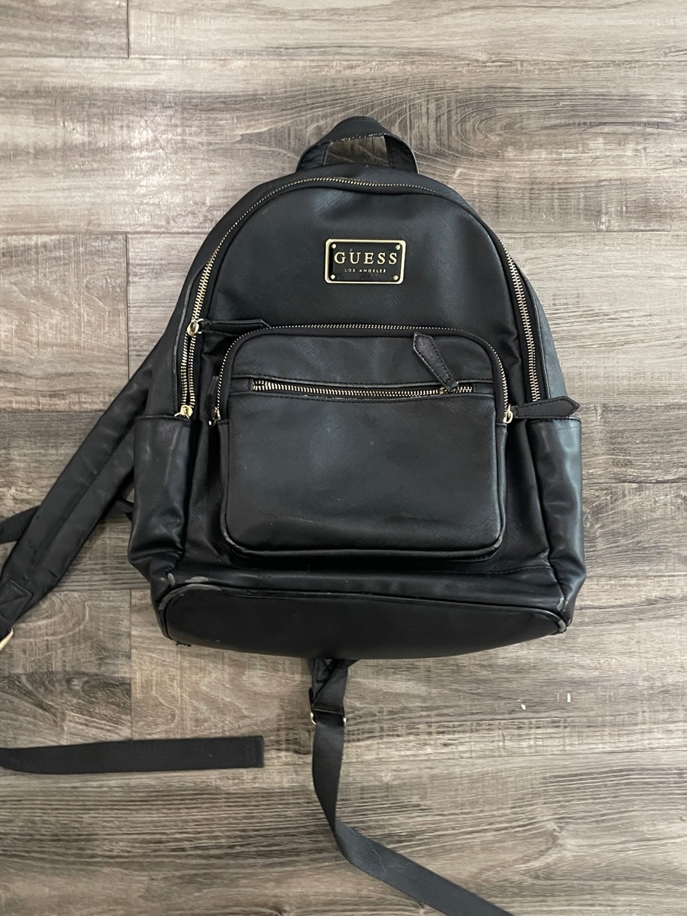 GUESS Black Leatherette Backpack for Men